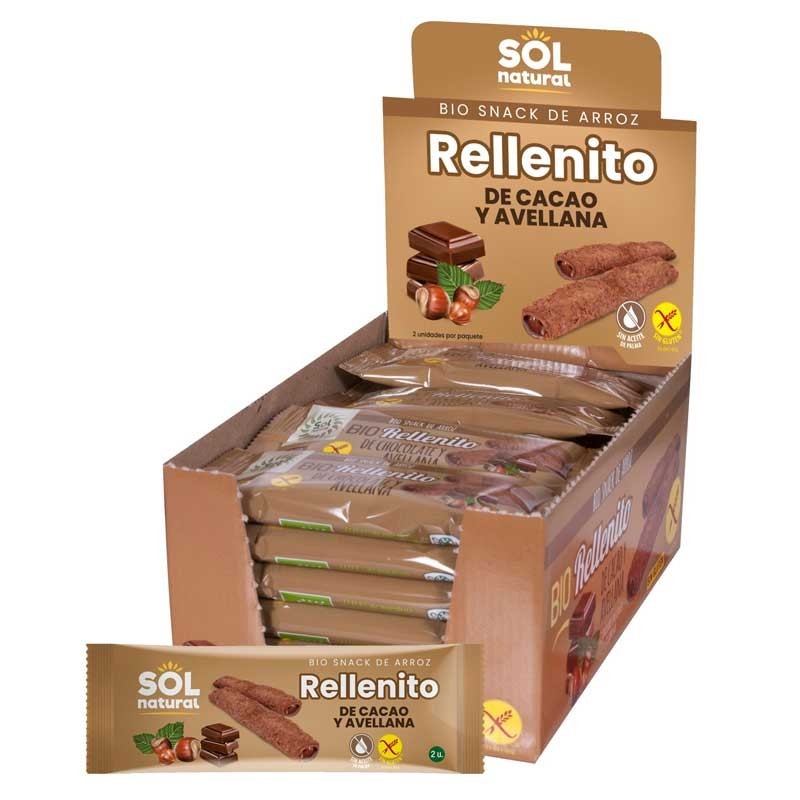 Rellenito de choco y avellanas bio sin gluten 24x25g Sol Natural | ...
