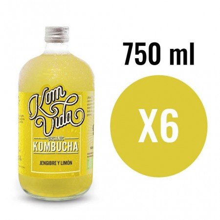 Kombucha Jengibre y Limon (Gingervida) Bio 6x750ml Komvida | Dietisur