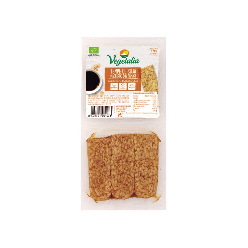 Tempe de soja macerado con tamari bio 2x85g Vegetalia | Dietisur