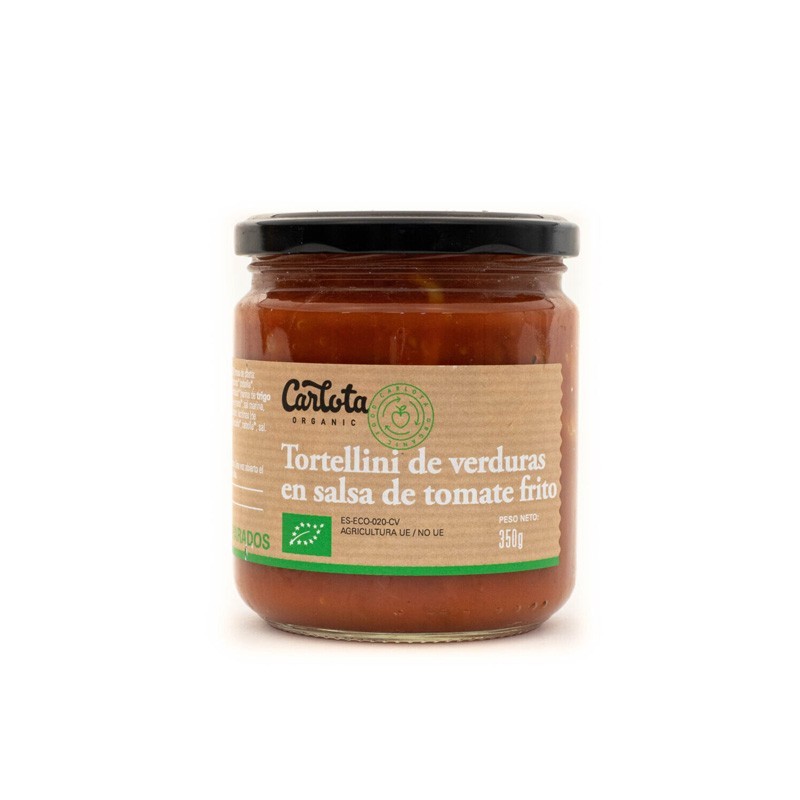Tortellini de verdura en salsa de tomate bote vidrio Bio 425g Carlo...