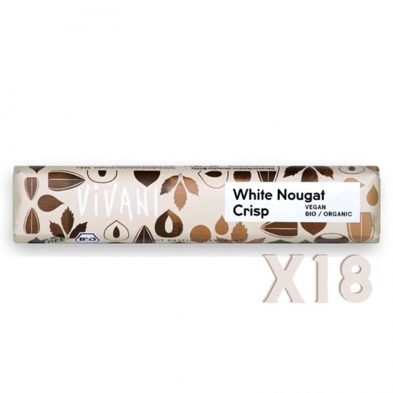 Barrita de chocolate blanco con praliné y crocante de avellana 35g (caja 18 unds) Vivani