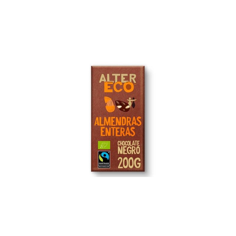 CHOCOLATE NEGRO CON ALMENDRAS ENTERAS BIO 200 g