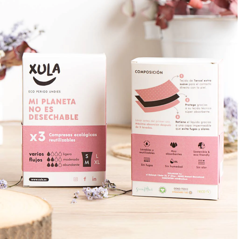PACK 3 COMPRESAS REUTILIZABLES VARIOS FLUJOS L-XL
