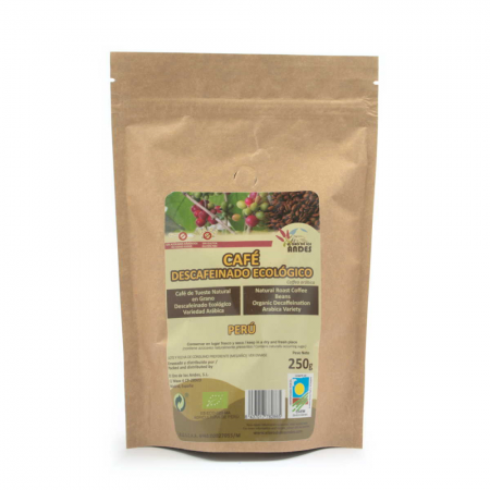 CAFE DESCAFEINADO ECO TUESTE NATURAL GRANO 250 g