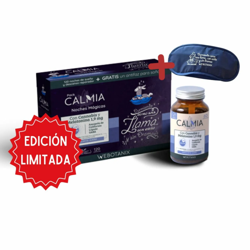 PACK 2 CALMIA NOCHE CANNABIS MELATONINA + ANTIFAZ
