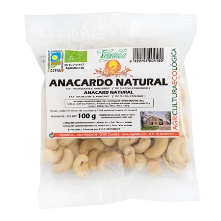 Anacardos ecologicos 100 g Vegetalia | Dietisur