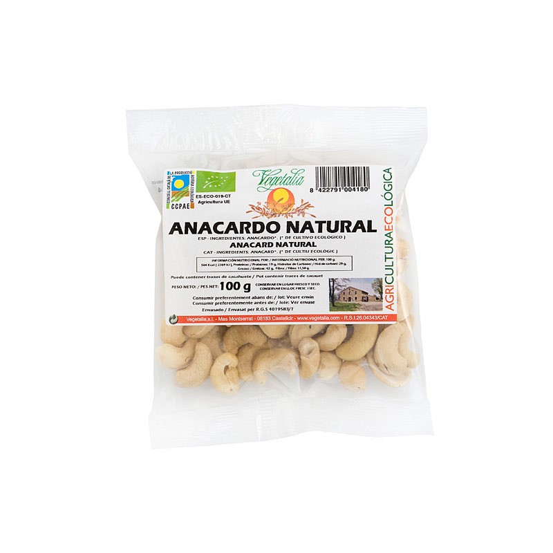 Anacardos ecologicos 100 g Vegetalia | Dietisur