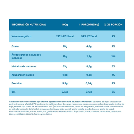 Galletas de Brownie doble chocolate 128g Dumon | Dietisur