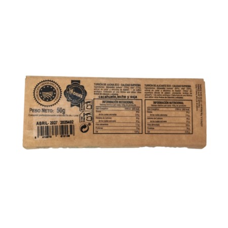 Turron de Jijona almendra mini Bio 50g El Abuelo