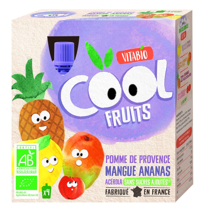 Cool Fruit Manzana Mango Piña Acerola VITABIO 4x90gr