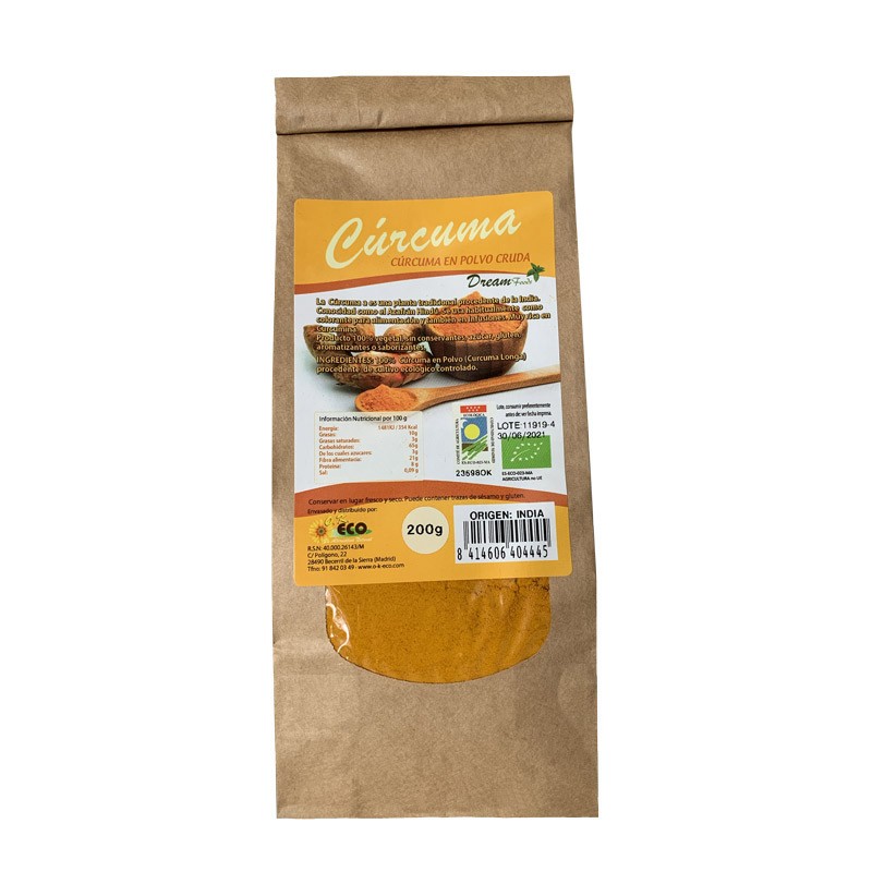 Curcuma en polvo bio 200 g Dream Foods | Dietisur