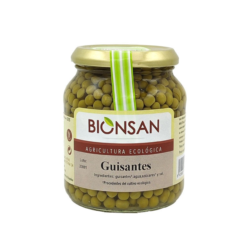 Guisantes bio tarro 320g Bionsan | Dietisur