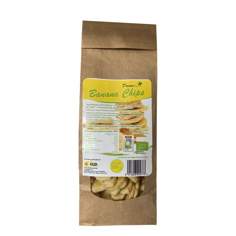Banana chips bio 200 g Dream Foods | Dietisur