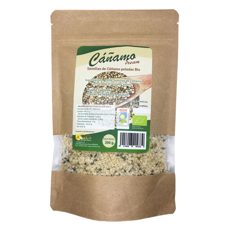 Semillas de cáñamo pelado bio 200 g Dream Foods | Dietisur