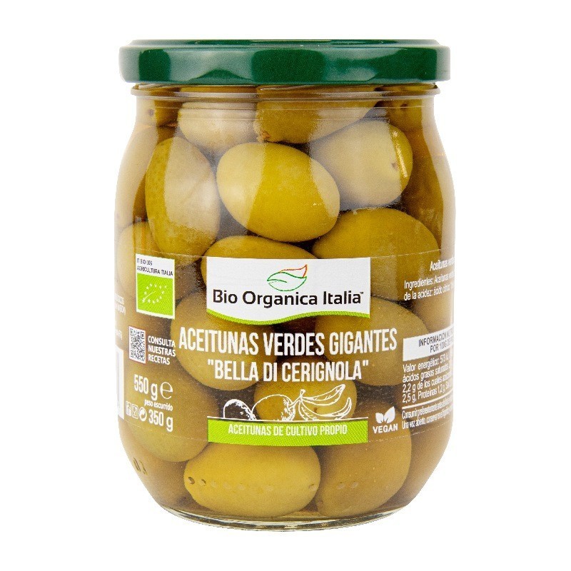 ACEITUNA VERDE GIGANTE BIO ORGANICA ITALIA 550G