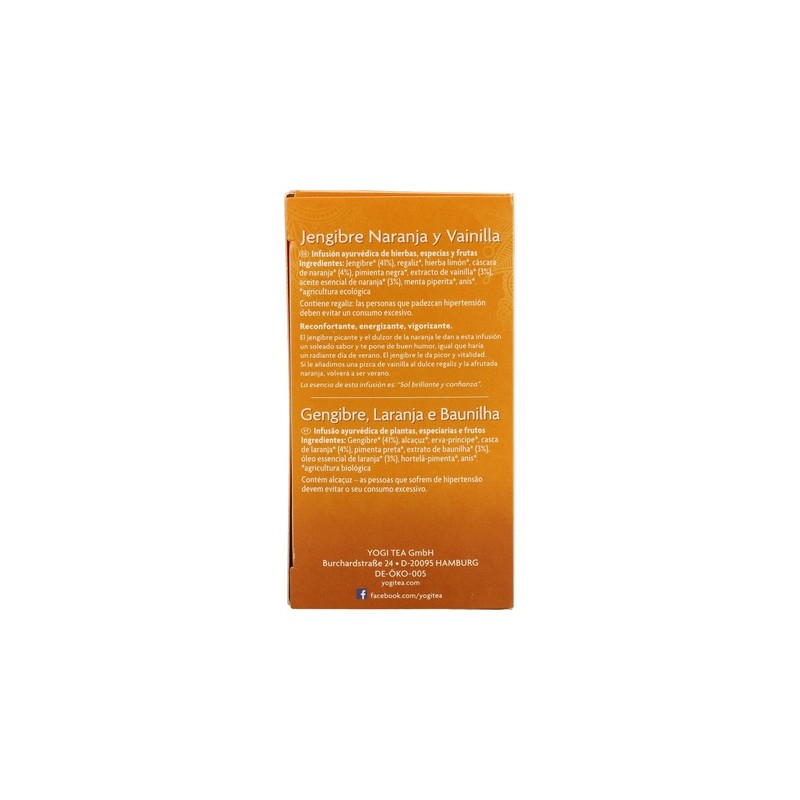 Yogi Tea Jengibre, Naranja y Vainilla 17 x 1,8 g YOGI TEA