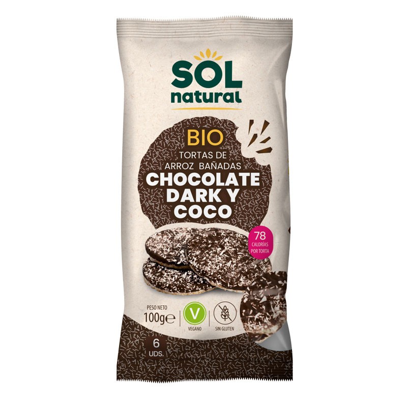 TORTAS ARROZ CHOCOLATE DARK Y COCO BIO 100 g