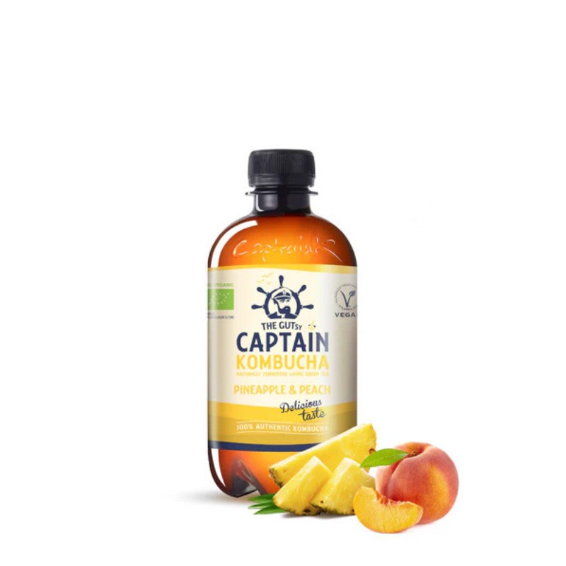 KOMBUCHA SABOR PIÑA Y MELOCOTON BIO 400 ml