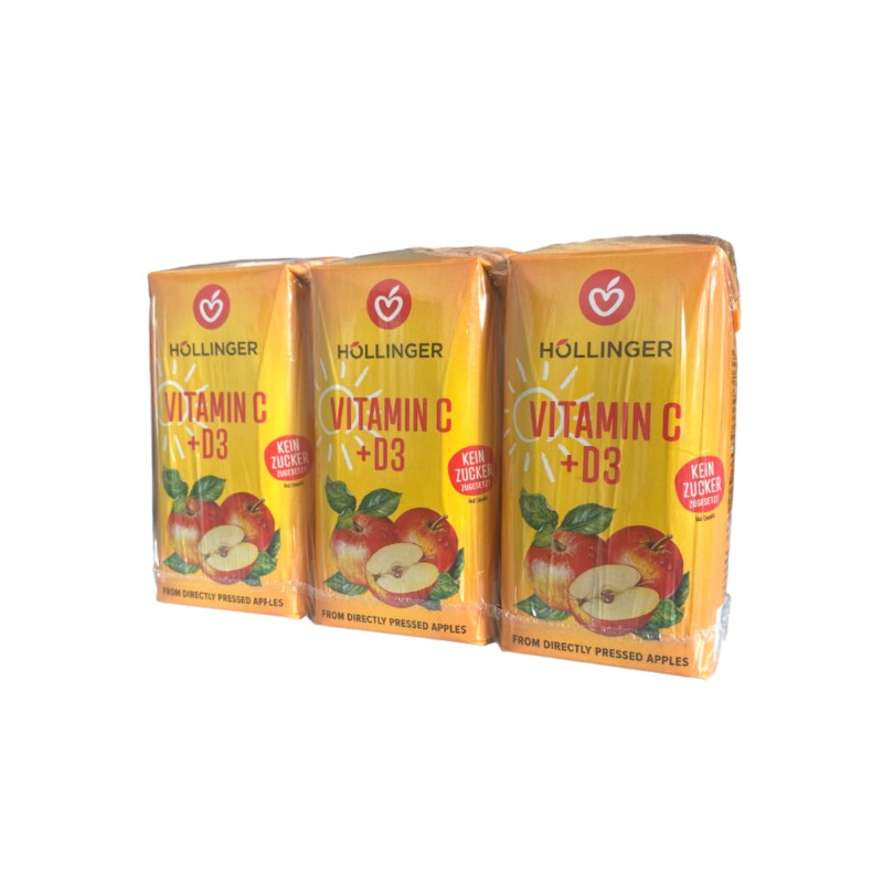 Minibrick Zumo manzana con Vit.C+D3 Bio 3x200ml Hollinger