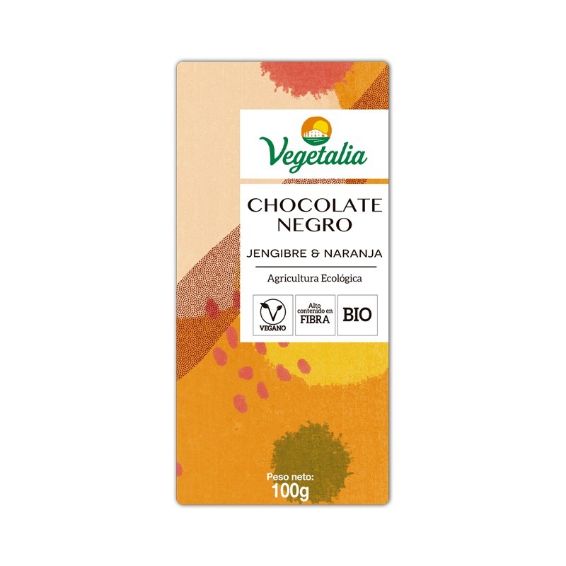 Chocolate negro con jengibre y naranja bio 100g Vegetalia | Dietisur