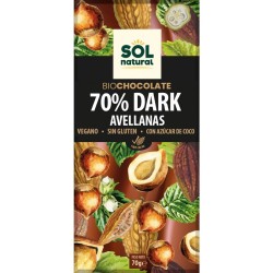 TABLETA CHOCOLATE DARK 70% AVELLANAS BIO 70 g