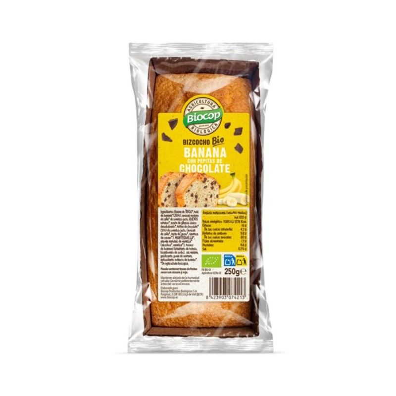 Bizcocho Banana con pepitas de chocolate Bio 250g Biocop