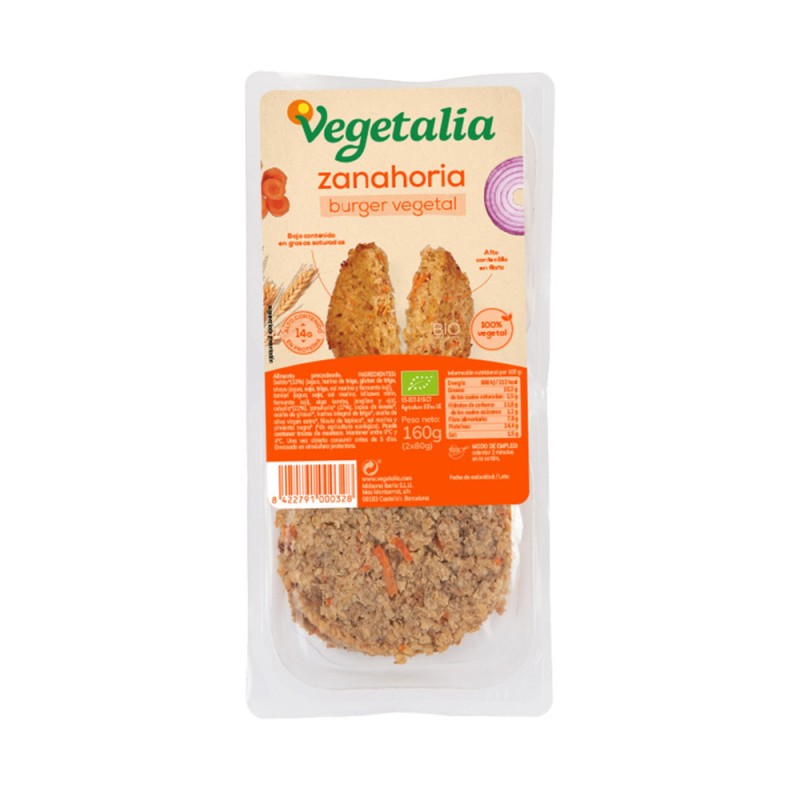 Vegeburguer de seitan y zanahoria bio 160g Vegetalia | Dietisur