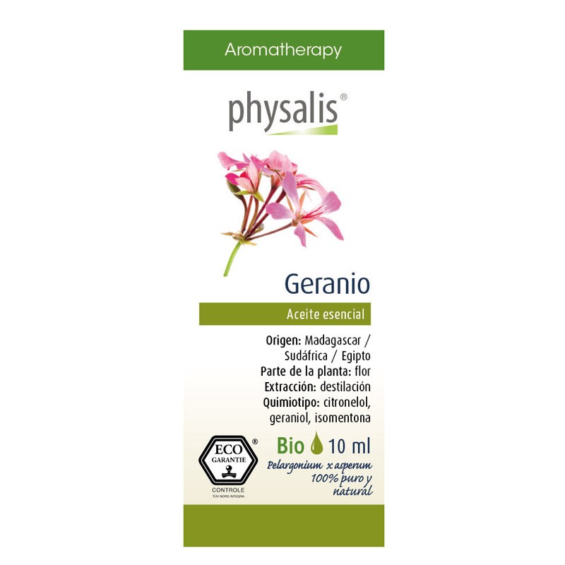 Aceite esencial de geranio bio 10 ml Physalis | Dietisur