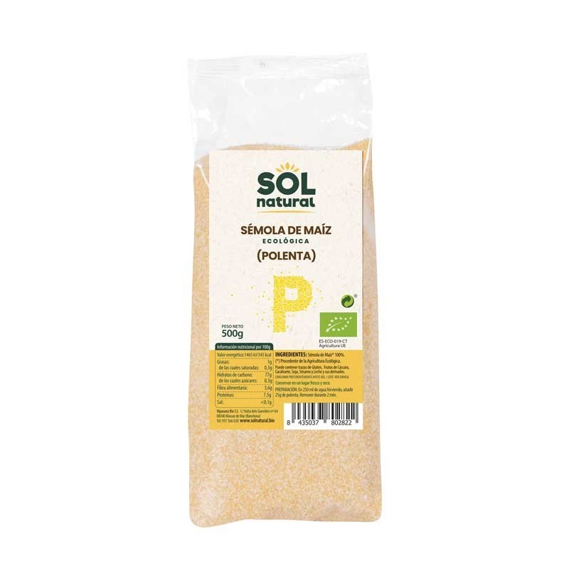 Sémola de maíz (polenta) bio 500 g Sol Natural | Dietisur