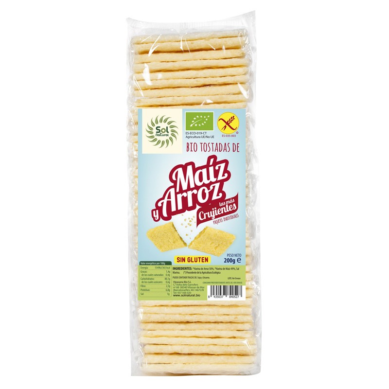TOSTADAS DE MAIZ Y ARROZ BIO SIN GLUTEN 200 g