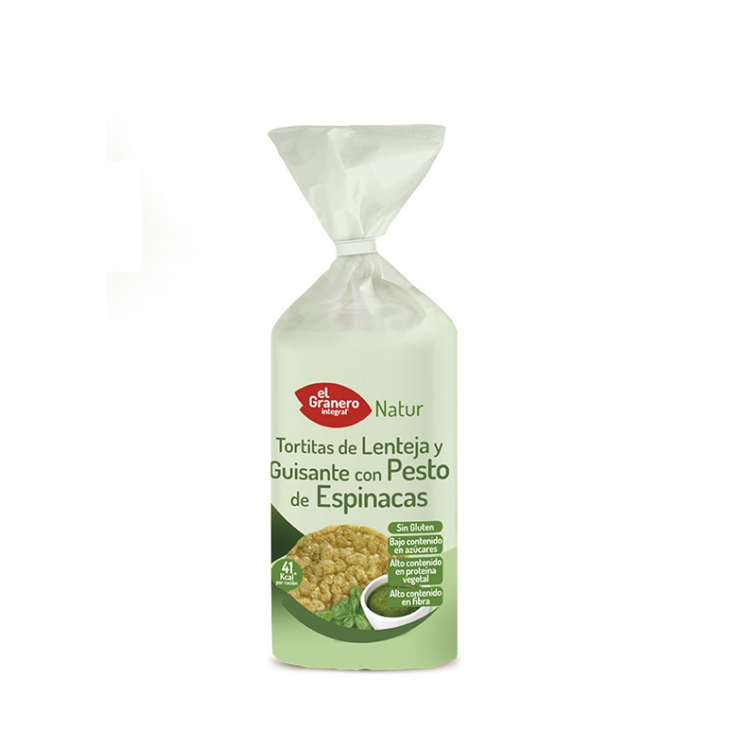 TORTITAS LENTEJA Y GUISANTES CON PESTO DE ESPINACA