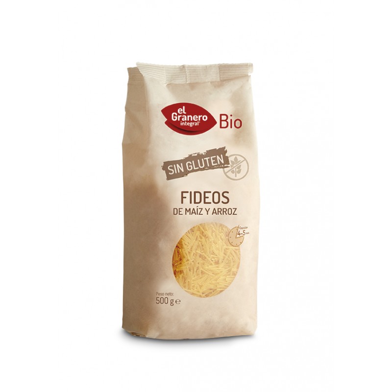 FIDEOS DE MAIZ Y ARROZ SIN GLUTEN BIO 500 gr