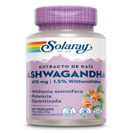 ASHWAGANDHA 470 mg  60 Caps.Vegetales-SOLARAY