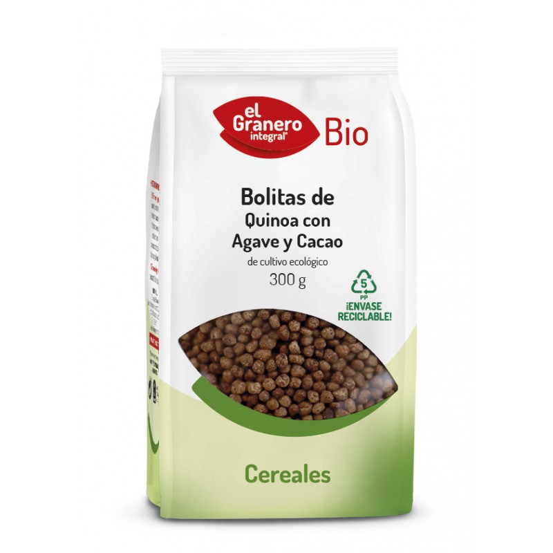 BOLITAS DE QUINOA CON AGAVE Y CACAO BIO 300 gr