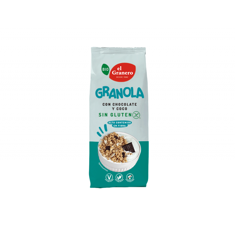 GRANOLA CON CHOCOLATE Y COCO SIN GLUTEN BIO 350 g