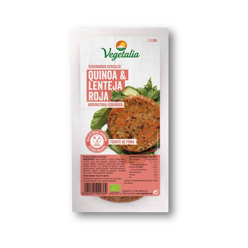 Vegeburguer de quinoa y lenteja roja bio 160g Vegetalia | Dietisur