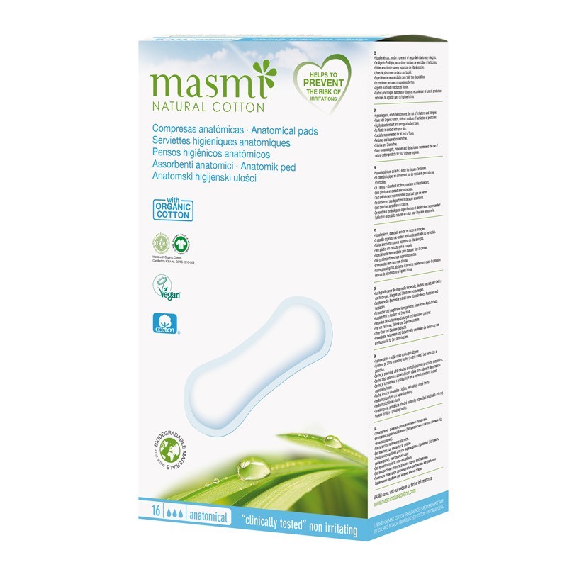 COMPRESAS ANATOMICAS MASMI NATURAL COTTON